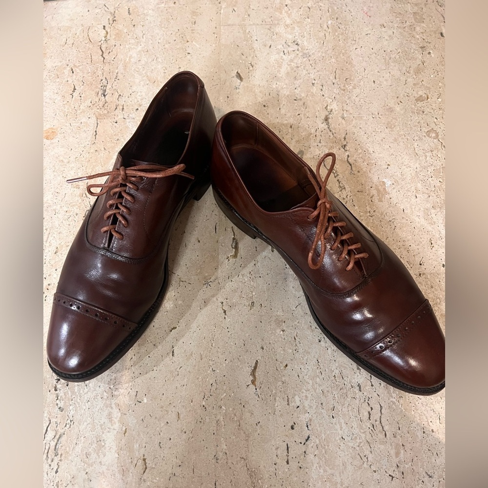 ALLEN EDMONDS Fifth Avenue Cap-Toe Leather Oxford Dress Shoe Size 11A Mahogany